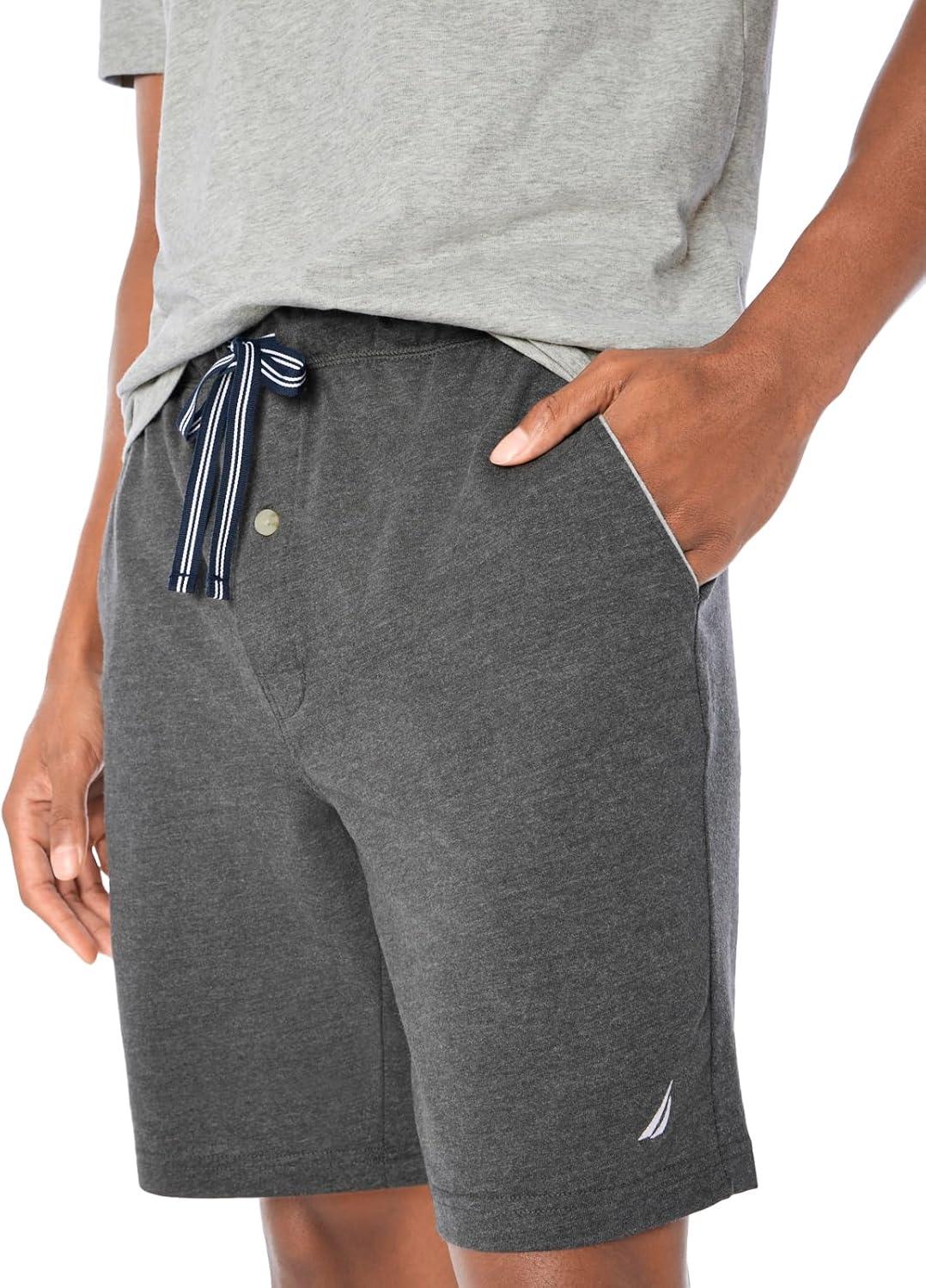 imageNautica Mens Soft Knit Elastic Waistband Sleep Lounge ShortCharcoal Heather