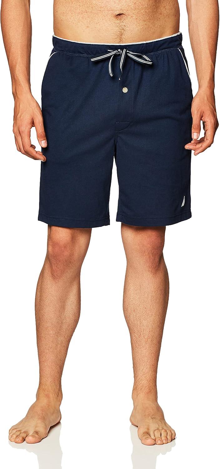 imageNautica Mens Soft Knit Elastic Waistband Sleep Lounge ShortNavy