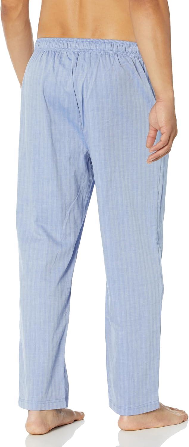 imageNautica Mens Soft Woven 100 Cotton Elastic Waistband Sleep Pajama PantBlue Bone