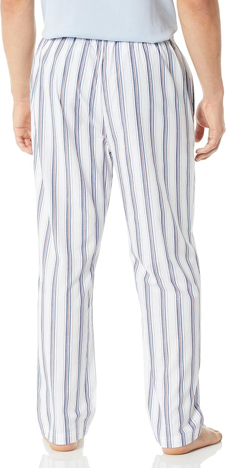 imageNautica Mens Soft Woven 100 Cotton Elastic Waistband Sleep Pajama PantBright White