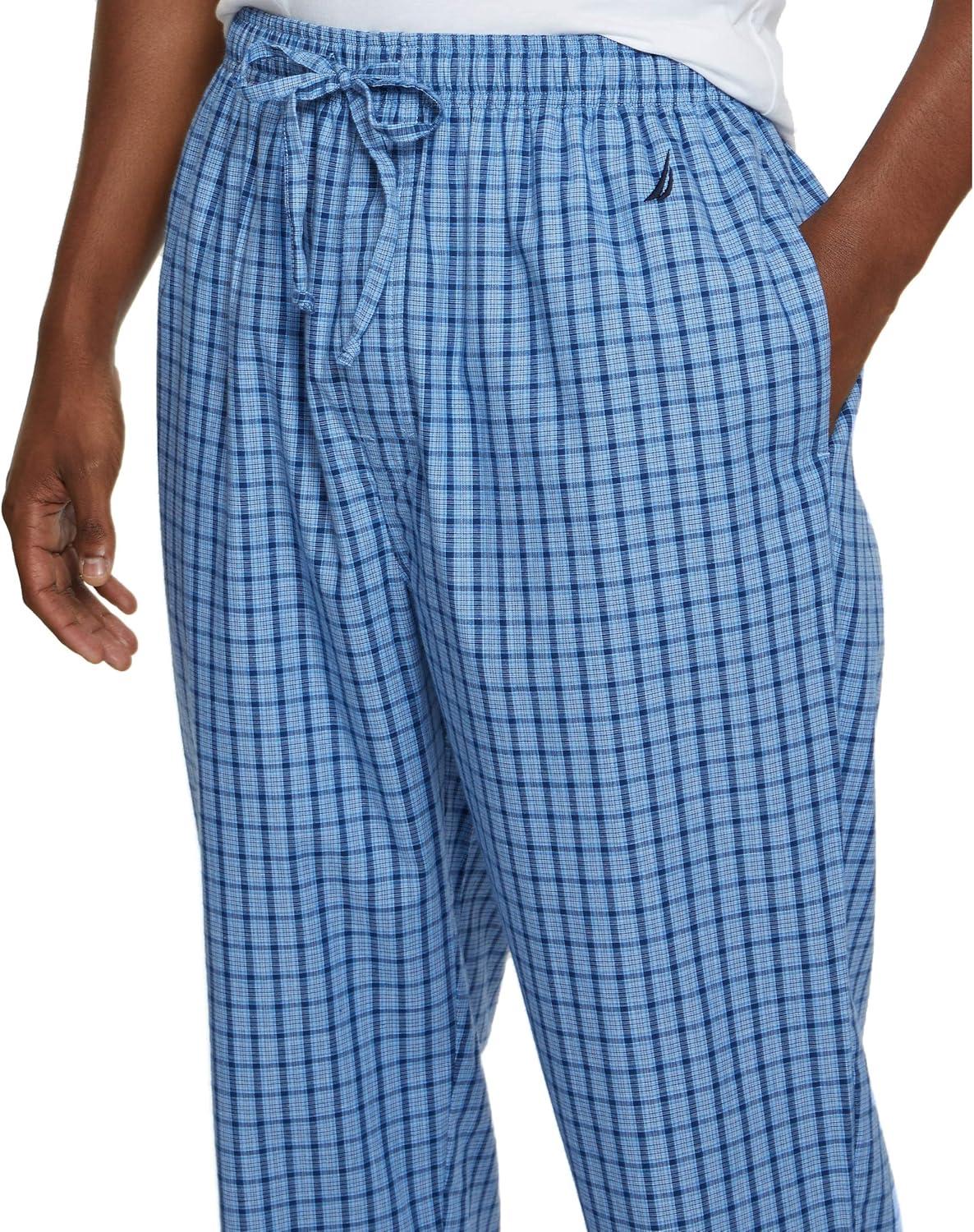 imageNautica Mens Soft Woven 100 Cotton Elastic Waistband Sleep Pajama PantFrench Blue