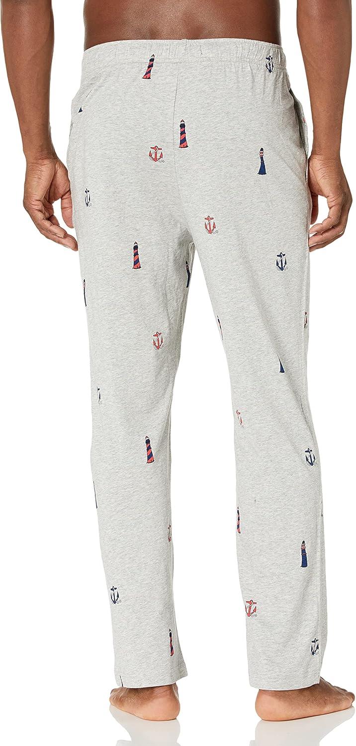 imageNautica Mens Soft Woven 100 Cotton Elastic Waistband Sleep Pajama PantGrey Heather