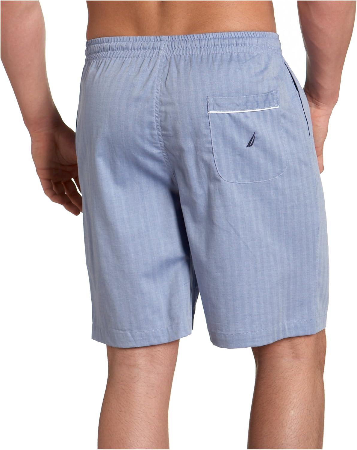 imageNautica Mens Soft Woven 100 Cotton Elastic Waistband Sleep Pajama ShortBlue Bone