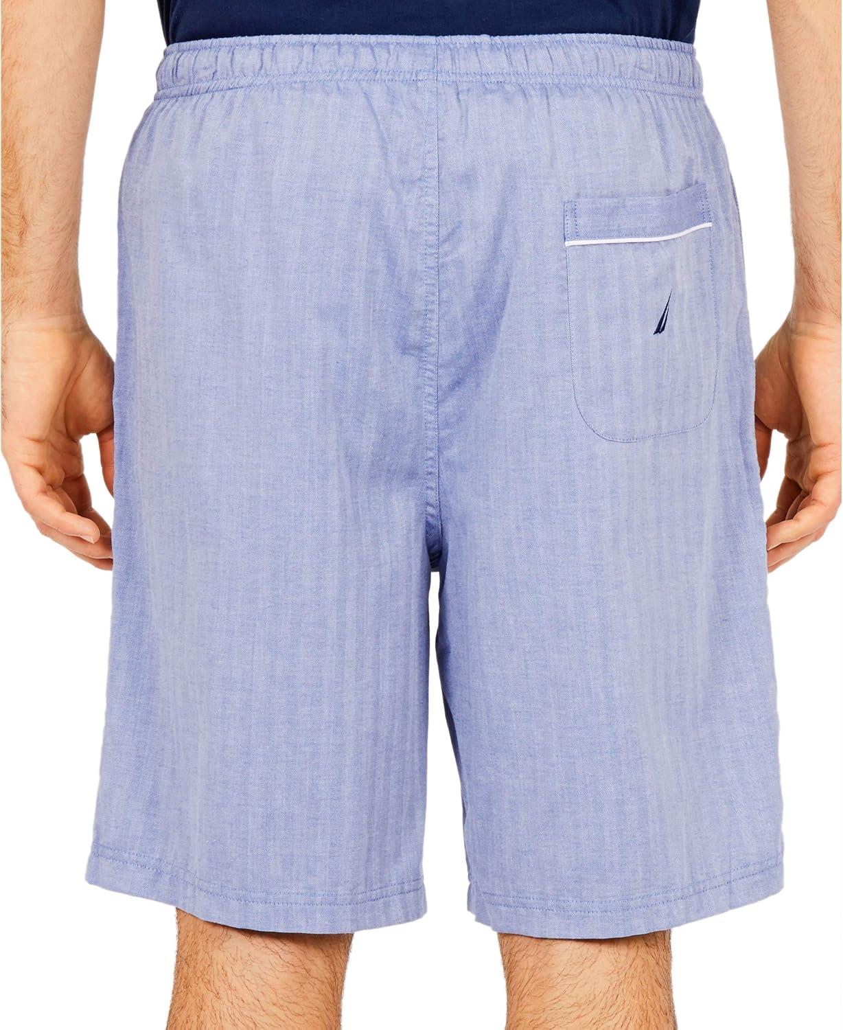 imageNautica Mens Soft Woven 100 Cotton Elastic Waistband Sleep Pajama ShortBlue Bone