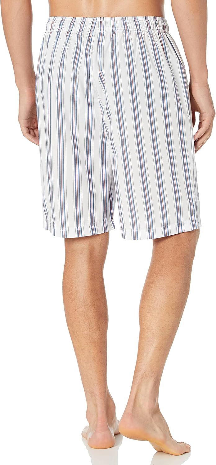 imageNautica Mens Soft Woven 100 Cotton Elastic Waistband Sleep Pajama ShortBright White