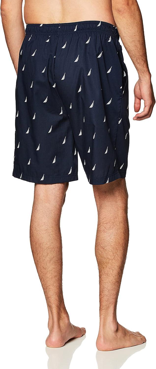 imageNautica Mens Soft Woven 100 Cotton Elastic Waistband Sleep Pajama ShortMaritime Navy
