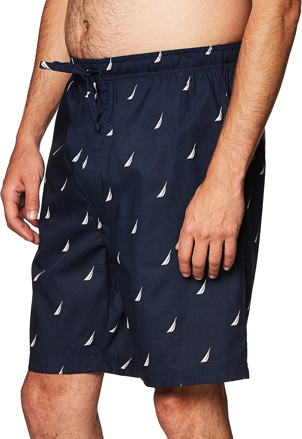 imageNautica Mens Soft Woven 100 Cotton Elastic Waistband Sleep Pajama ShortMaritime Navy