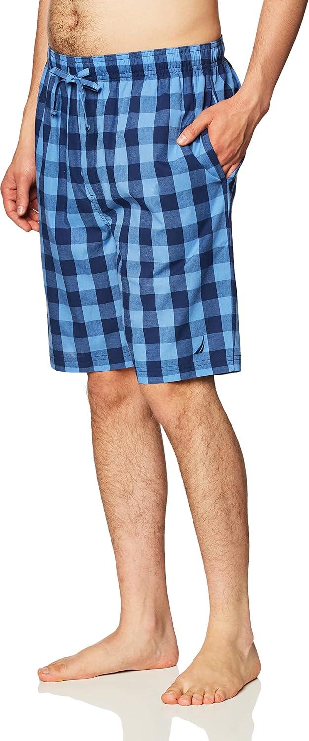 imageNautica Mens Soft Woven 100 Cotton Elastic Waistband Sleep Pajama ShortNavy