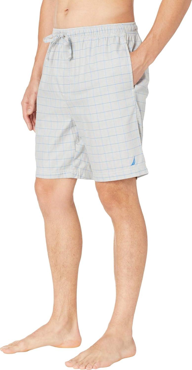 imageNautica Mens Soft Woven 100 Cotton Elastic Waistband Sleep Pajama ShortNeutral Grey