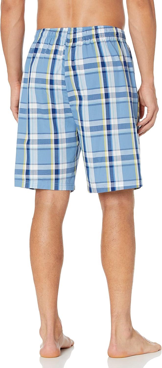 imageNautica Mens Soft Woven 100 Cotton Elastic Waistband Sleep Pajama ShortSky Blue