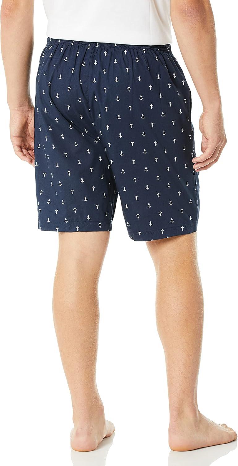 imageNautica Mens Soft Woven 100 Cotton Elastic Waistband Sleep Pajama ShortTrue Navy