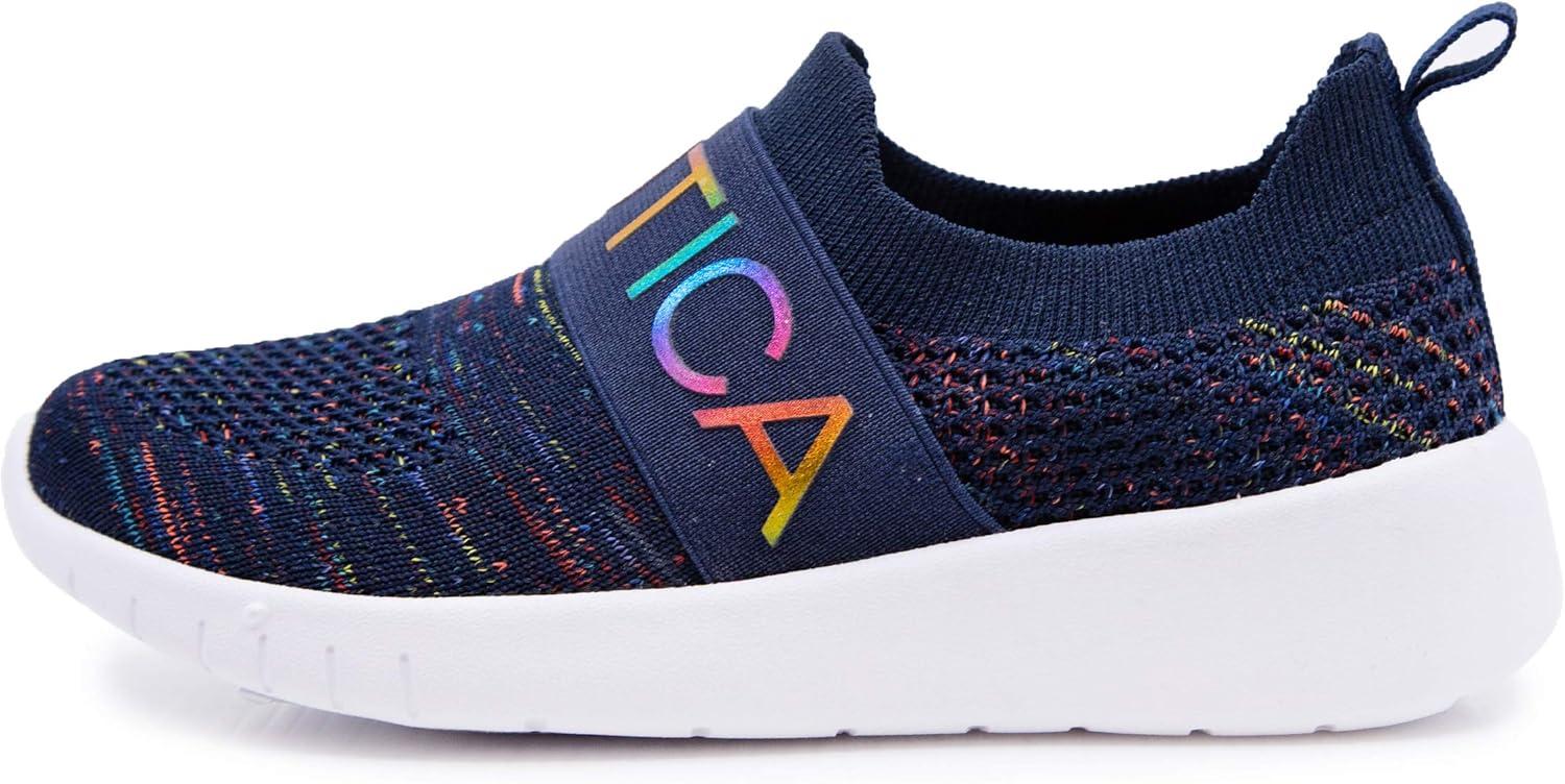 imageNautica Youth Girls SlipOn Athletic Sneakers Stylish Running and Tennis Shoes for Little and Big KidsNavy Rainbow