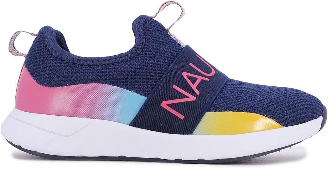 imageNautica Youth Girls SlipOn Athletic Sneakers Stylish Running and Tennis Shoes for Little and Big KidsTuvanavy Rainbow