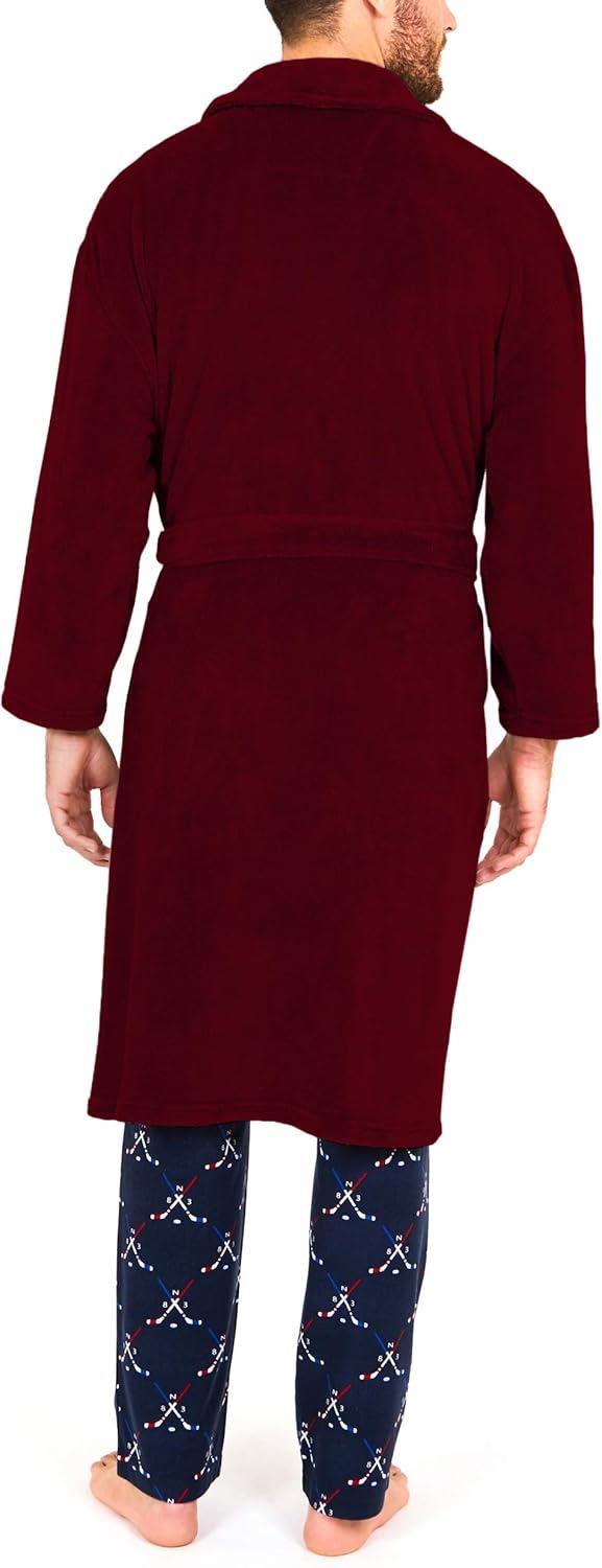 imageNautica tweed plush hooded robeBurgundy