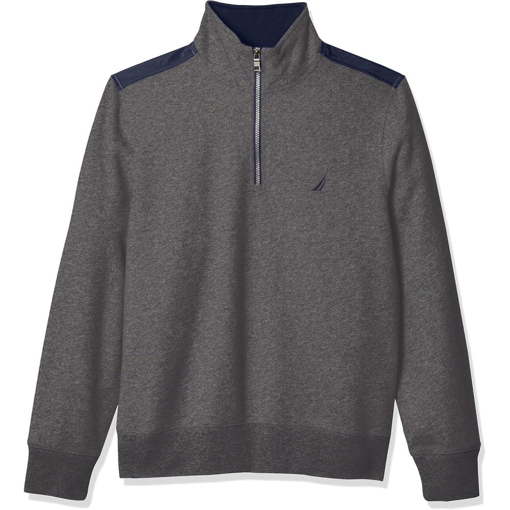 imageNAUTICA mens Solid 14 Zip Fleece SweatshirtCharcoal Heather