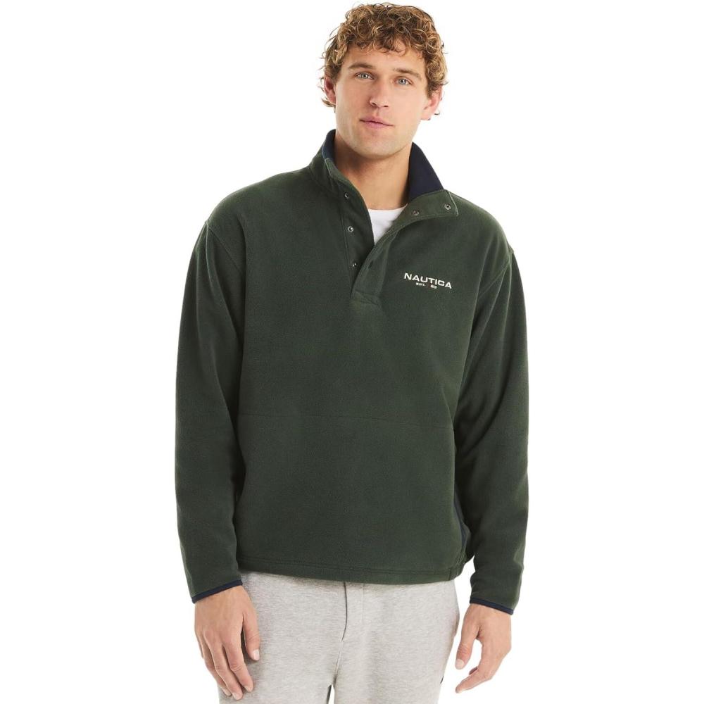 imageNAUTICA mens Solid 14 Zip Fleece SweatshirtDeep Forest