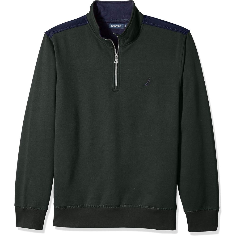 imageNAUTICA mens Solid 14 Zip Fleece SweatshirtKelp Seas
