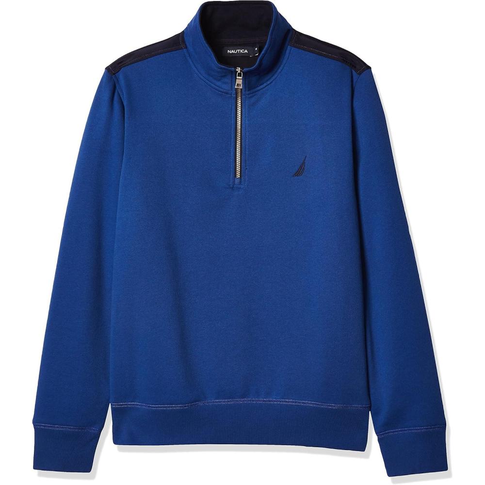 imageNAUTICA mens Solid 14 Zip Fleece SweatshirtMonaco Blue