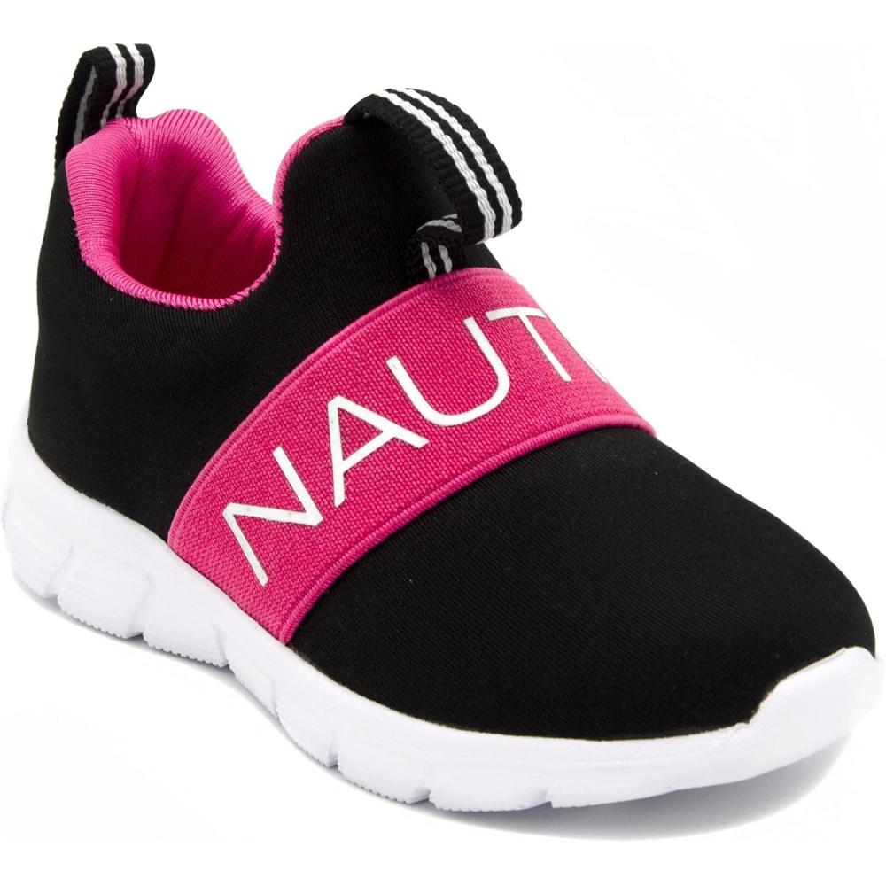 imageNautica Girls SlipOn Sneaker Athletic Running Kids Shoe for Walking Running Tennis and Sports ToddlerLittle KidBlackPink
