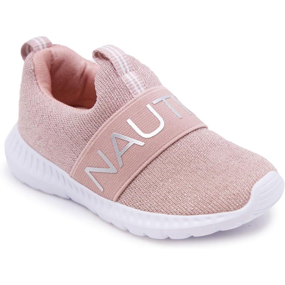 imageNautica Girls SlipOn Sneaker Athletic Running Kids Shoe for Walking Running Tennis and Sports ToddlerLittle KidMauve Sparkle
