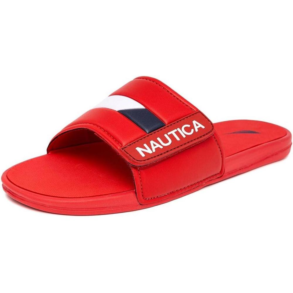 imageNautica Mens Athletic Slide Sandal Adjustable Straps Comfort SlipOnRed