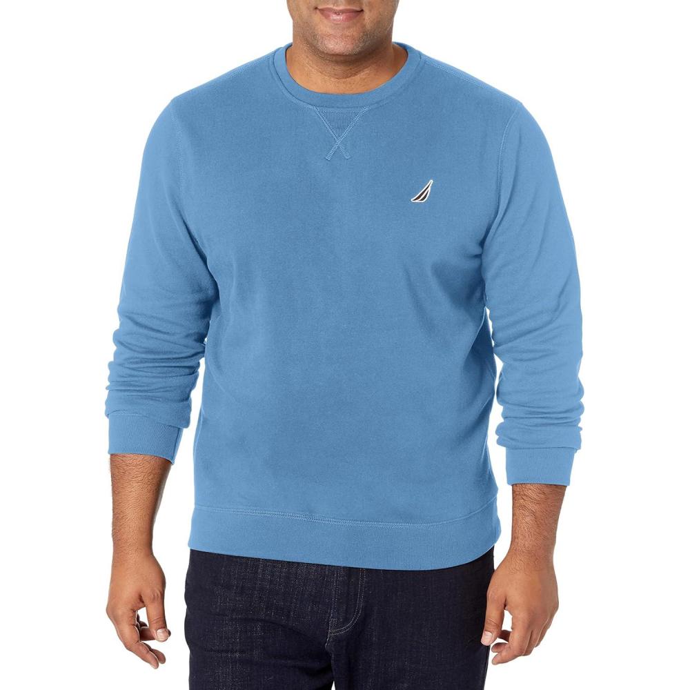 imageNautica Mens Basic Crew Neck Fleece SweatshirtBlue Stern