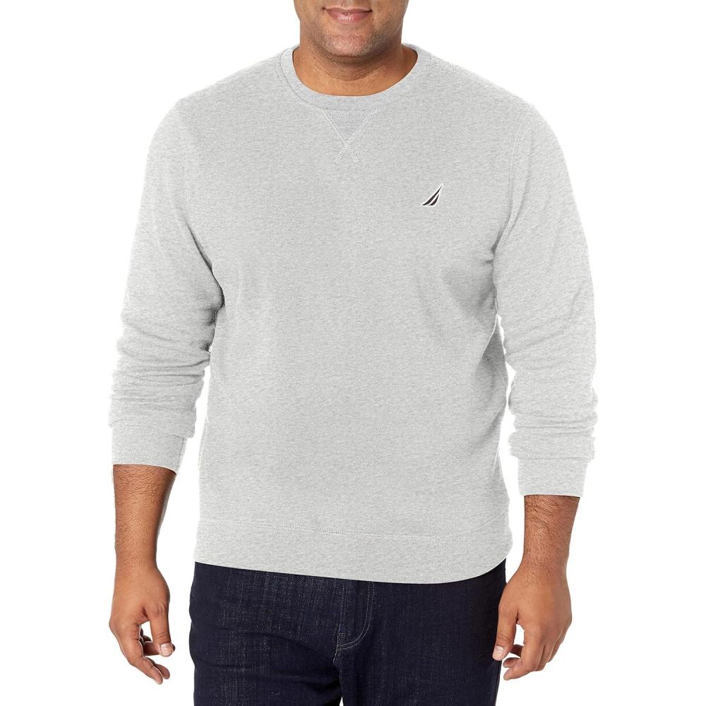 imageNautica Mens Basic Crew Neck Fleece SweatshirtGrey Heather
