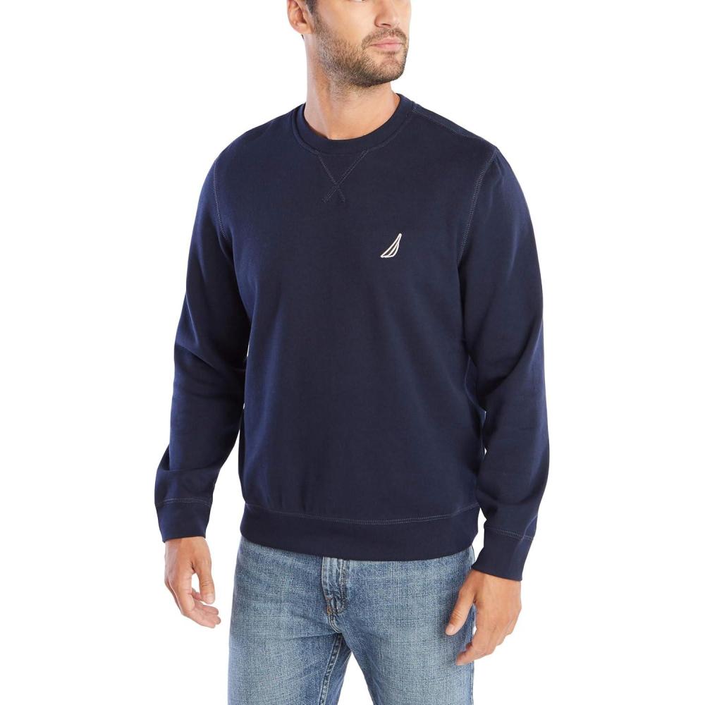 imageNautica Mens Basic Crew Neck Fleece SweatshirtNavy