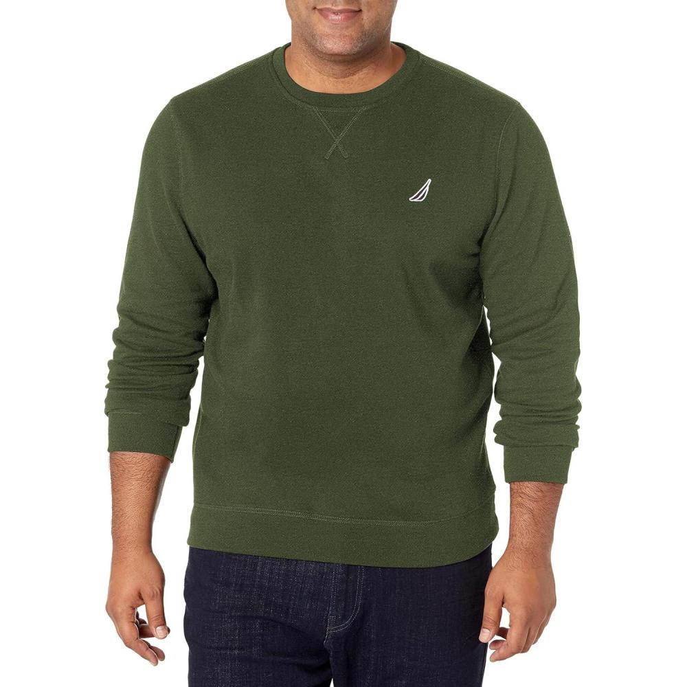 imageNautica Mens Basic Crew Neck Fleece SweatshirtPine Forest