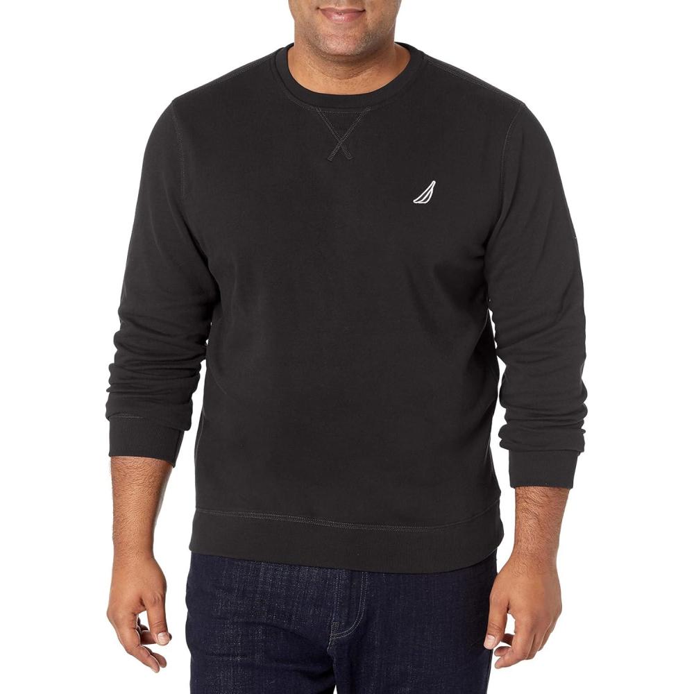 imageNautica Mens Basic Crew Neck Fleece SweatshirtTrue Black