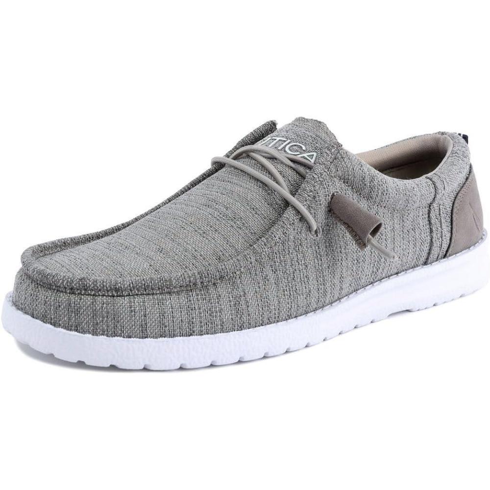 imageNautica Mens Comfort Loafers SlipOn Boat Shoe Lightweight Casual Stretch SneakerRushfordHeather Grey
