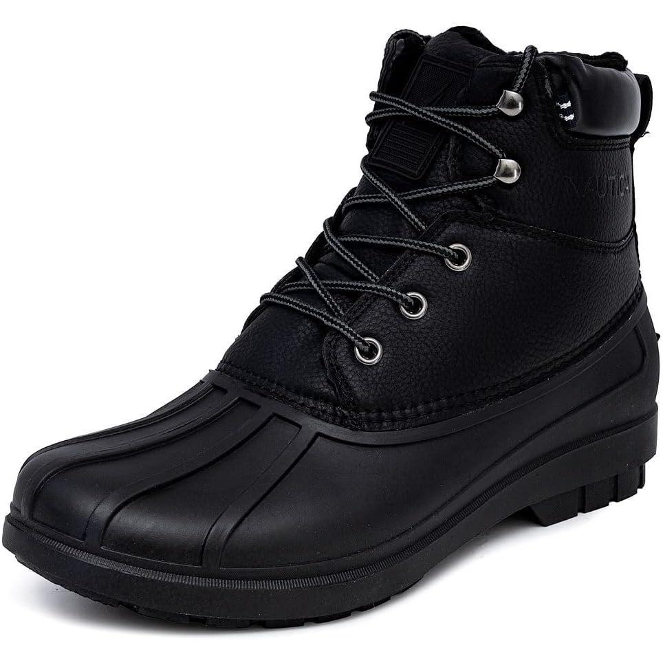 imageNautica Mens Duck Boots Waterproof Shell Insulated Snow and Rain Boot LaceUp Winter Shoe Channing Extended Sizes 716Black X Dazo
