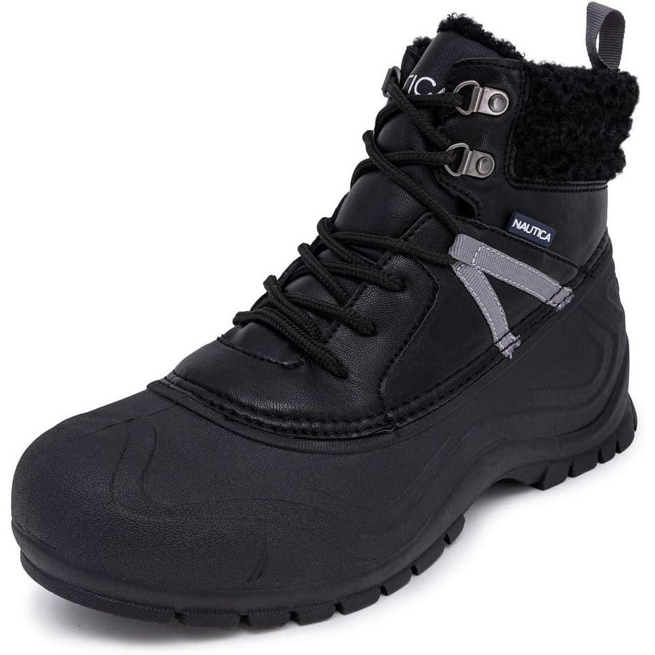 imageNautica Mens Duck Boots Waterproof Shell Insulated Snow and Rain Boot LaceUp Winter Shoe Channing Extended Sizes 716Blacktoyon Mid