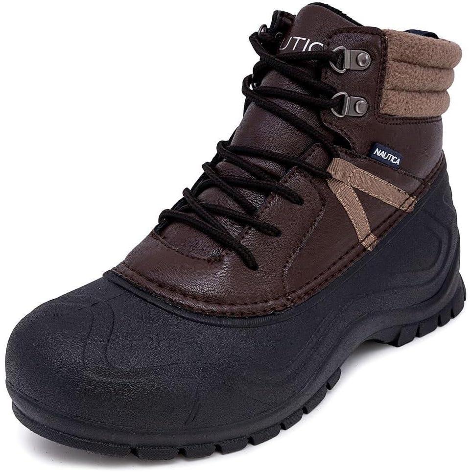 imageNautica Mens Duck Boots Waterproof Shell Insulated Snow and Rain Boot LaceUp Winter Shoe Channing Extended Sizes 716Chocolatetoyon Mid
