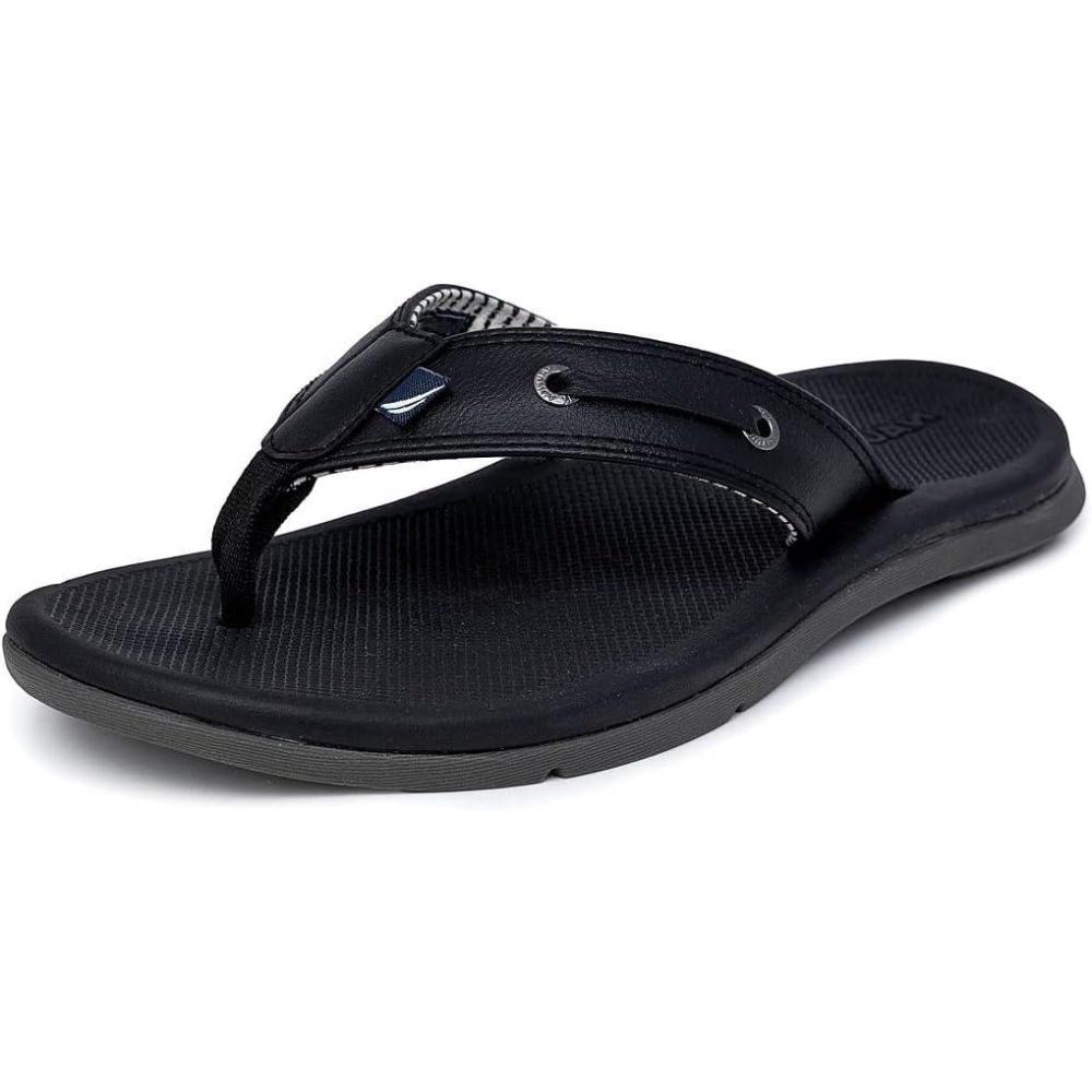 imageNautica Mens Flip Flop Beach Sandal Boat Slide Water SlippersBlackcasted