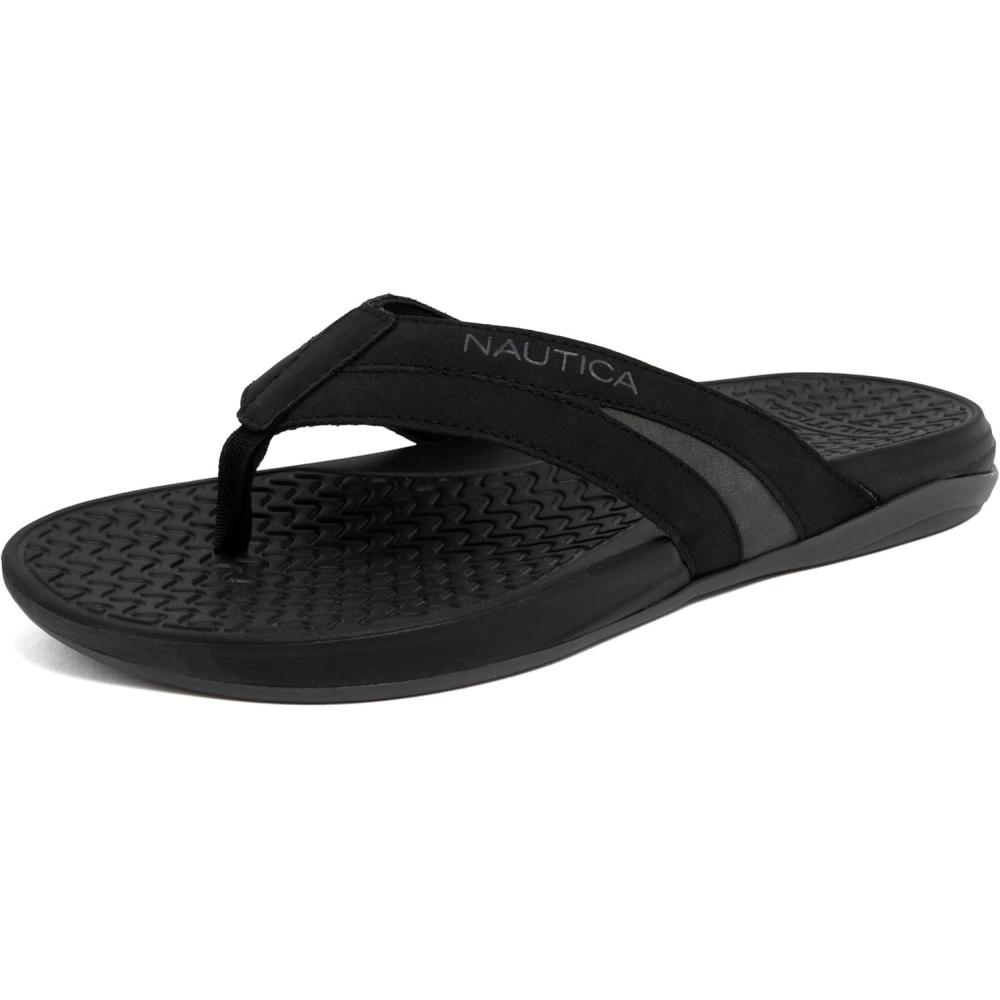 imageNautica Mens Flip Flop Beach Sandal Boat Slide Water SlippersBlackdanix