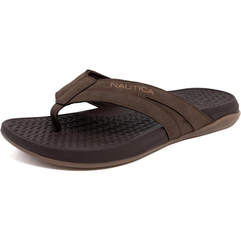 imageNautica Mens Flip Flop Beach Sandal Boat Slide Water SlippersChocolatedanix