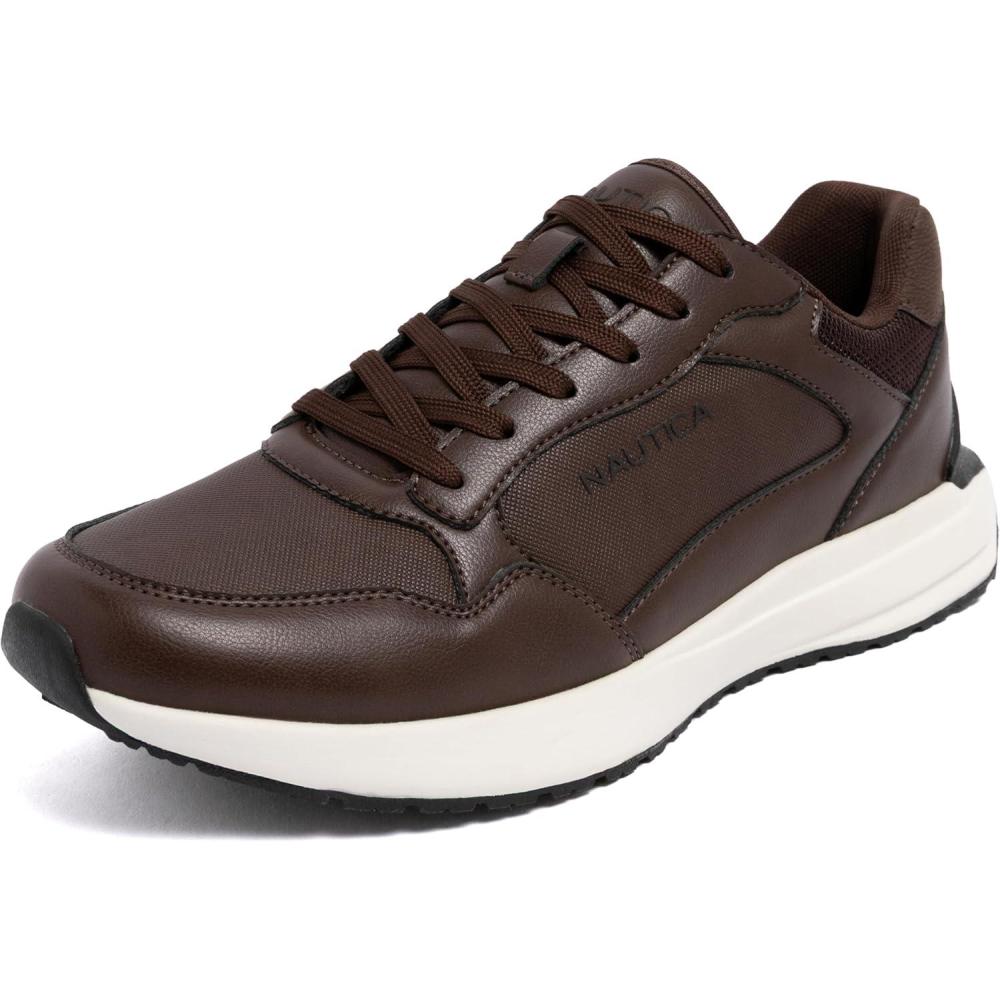 imageNautica Mens LaceUp Sneakers Casual Stylish and Comfortable for WalkingBrown