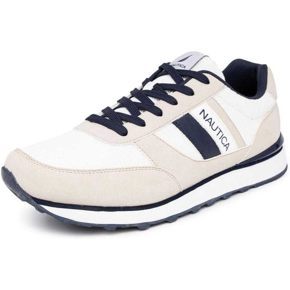 imageNautica Mens LaceUp Sneakers Casual Stylish and Comfortable for WalkingWhite Navy Greyoutfall 3