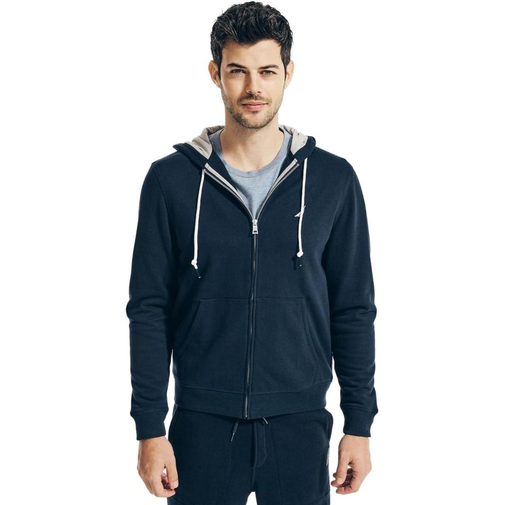 imageNautica Mens Nautica Mens Anchor Fleece Fullzip HoodieNavy