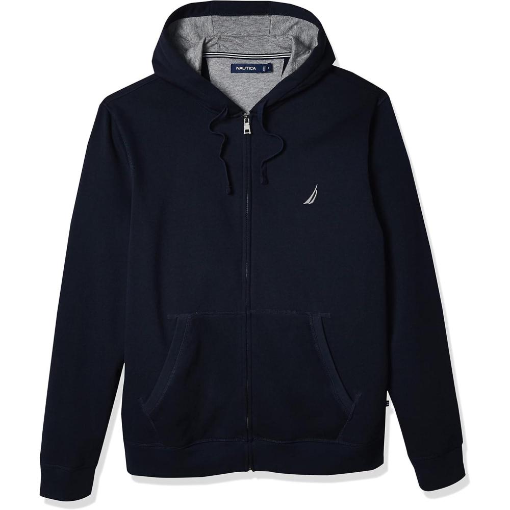imageNautica Mens Nautica Mens Anchor Fleece Fullzip HoodieTrue Navy