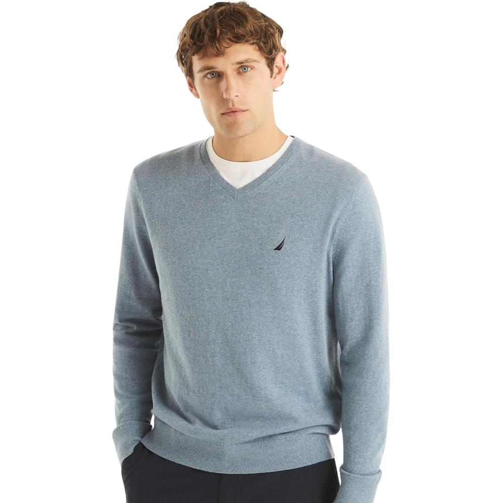 imageNautica Mens Nautica Navtech VNeck SweaterBlue