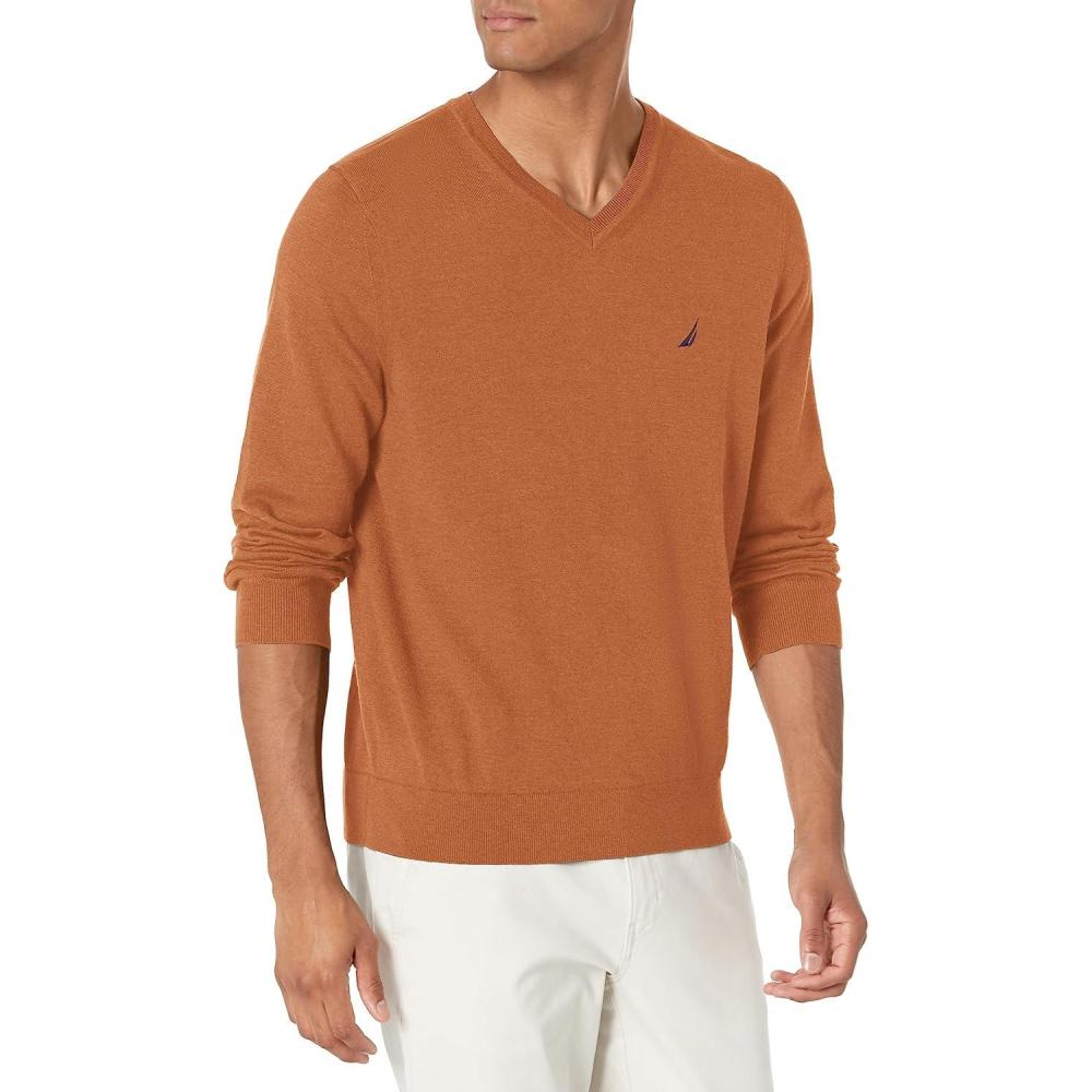 imageNautica Mens Nautica Navtech VNeck SweaterCoconut Shell