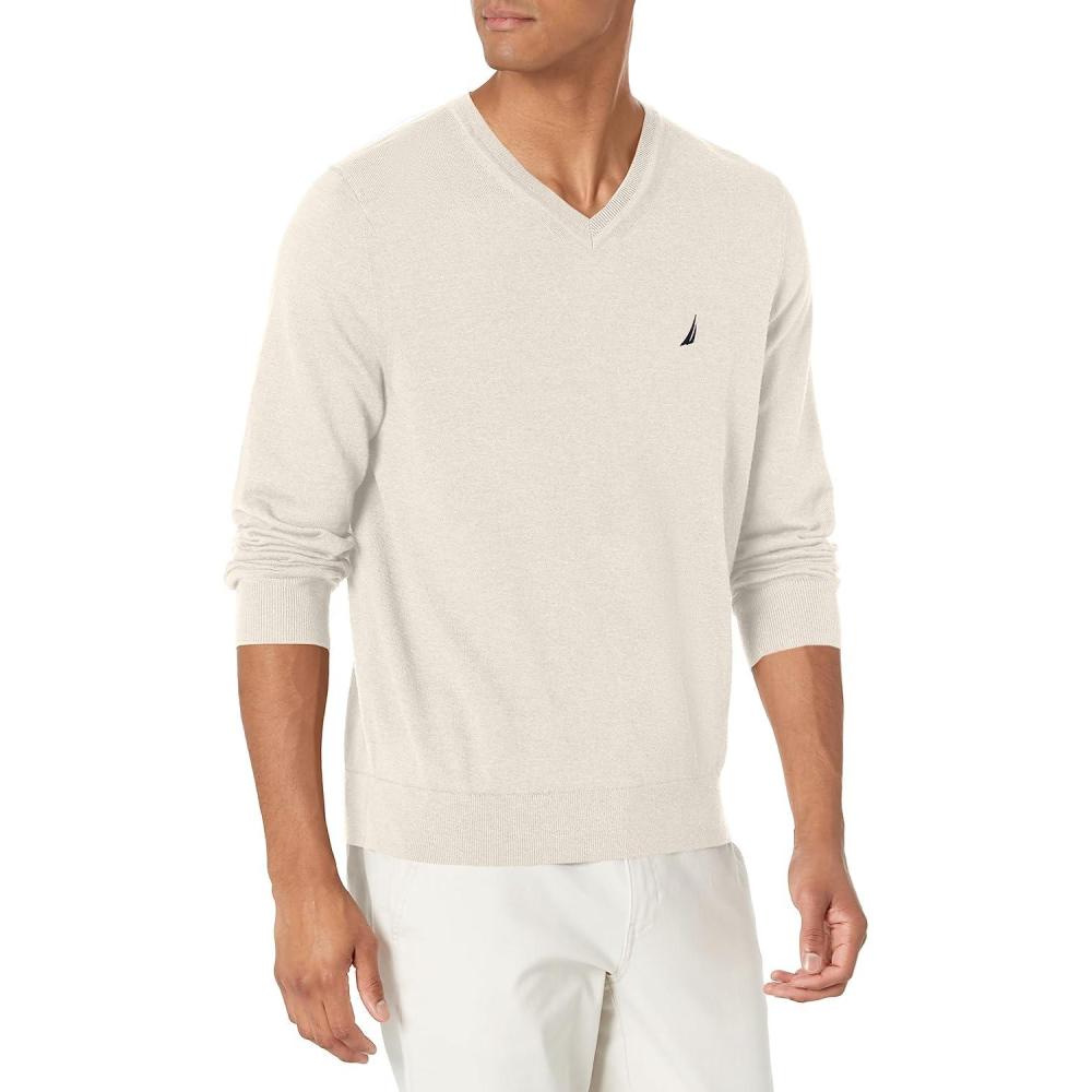 imageNautica Mens Nautica Navtech VNeck SweaterNautica Stone