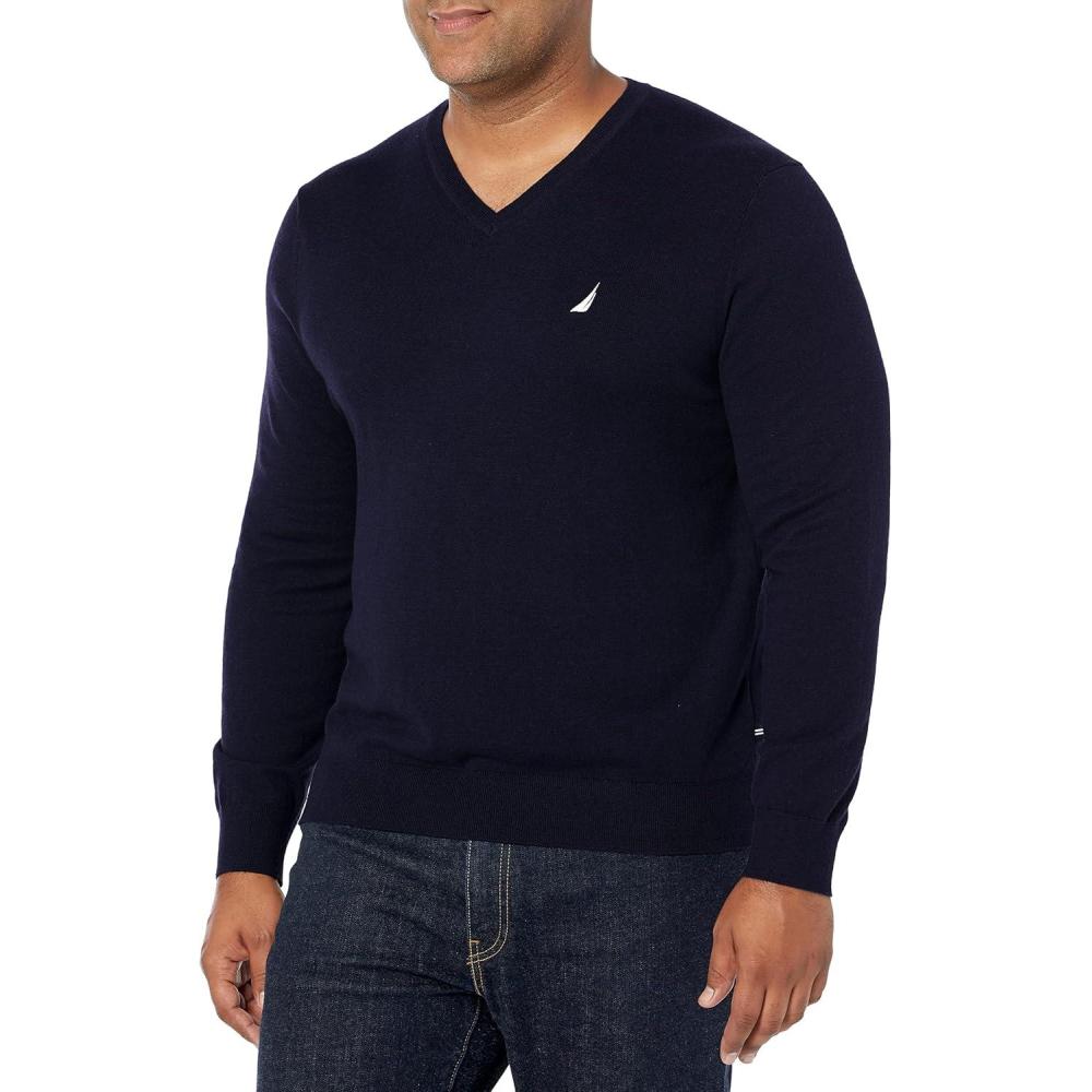 imageNautica Mens Nautica Navtech VNeck SweaterNavy