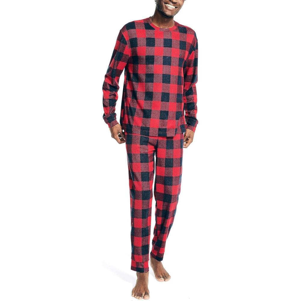 imageNautica Mens Nautica Waffle Buffalo Plaid Pajama Pant SetNautica Red