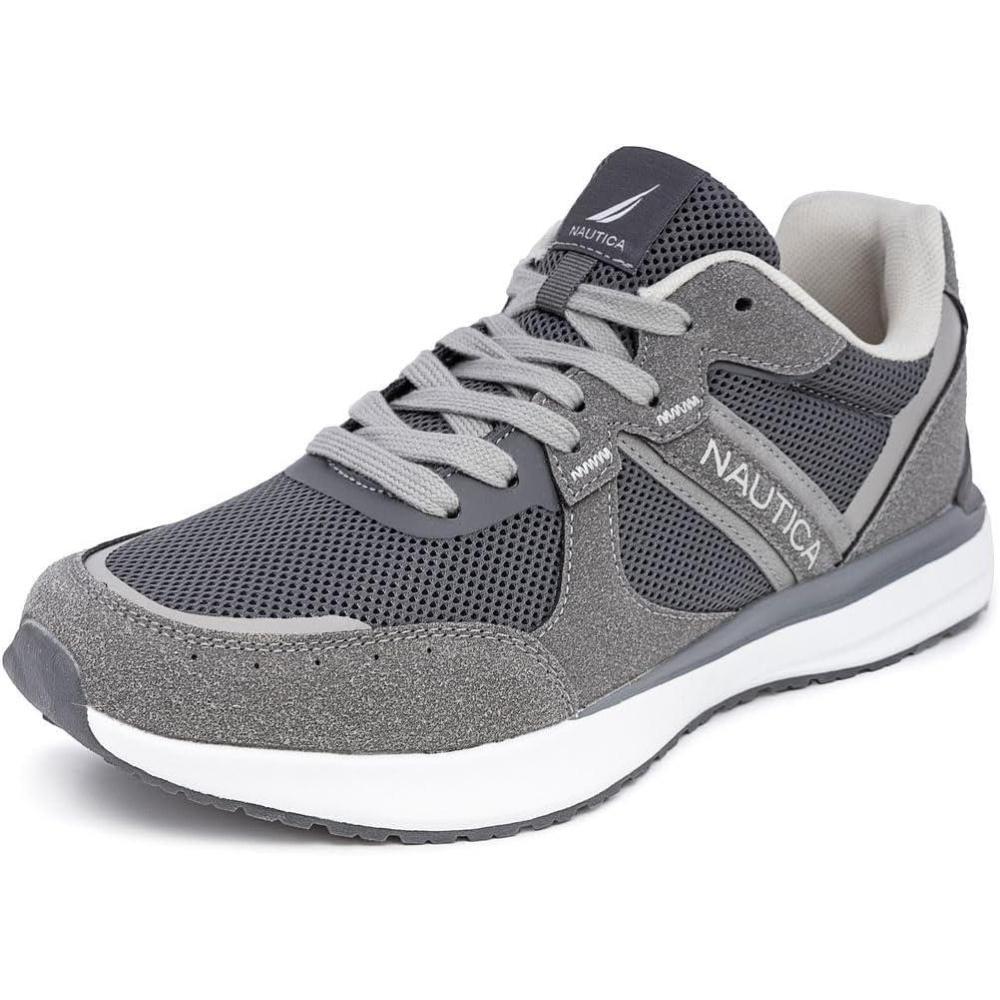 imageNautica Mens Running Sneakers Sport Fashion LaceUp Athletic Soft Shoes for Gym Tennis Men Cushioned Breathable Lightweight amp ComfortableCharcoal Grey