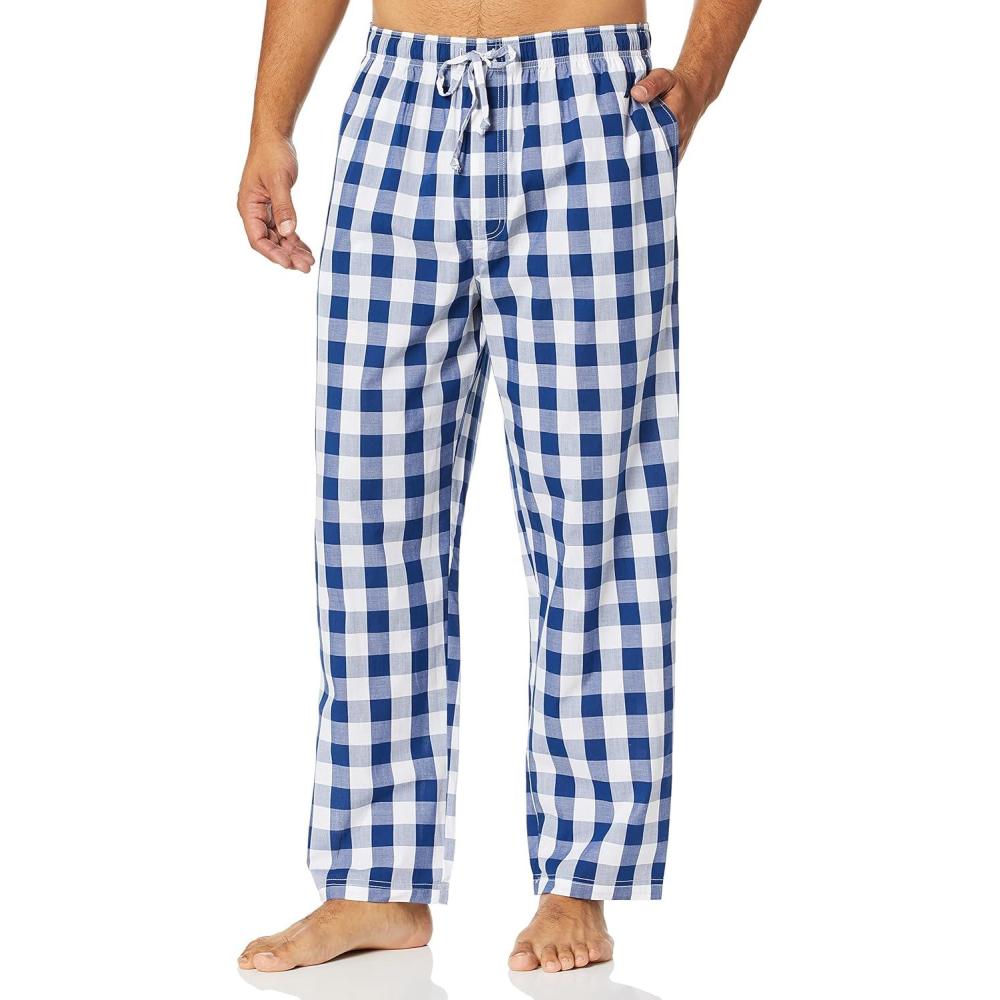 imageNautica Mens Soft Woven 100 Cotton Elastic Waistband Sleep Pajama PantBlue Depths