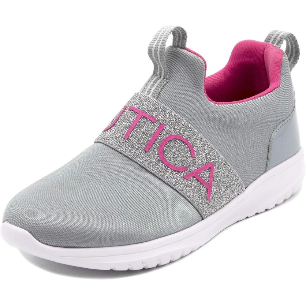 imageNautica Youth Girls SlipOn Athletic Sneakers Stylish Running and Tennis Shoes for Little and Big KidsGrey
