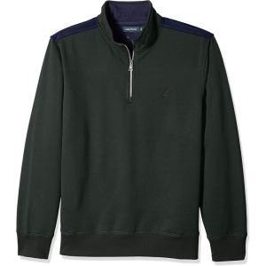 NAUTICA mens Solid 1/4 Zip Fleece Sweatshirt(Kelp Seas)